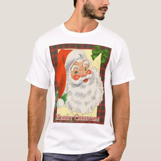Vintage Santa Claus Christmas T-Shirt (Front)