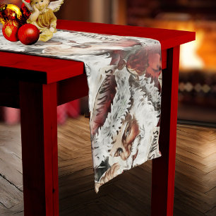 Vintage Santa Claus Christmas Table Runner