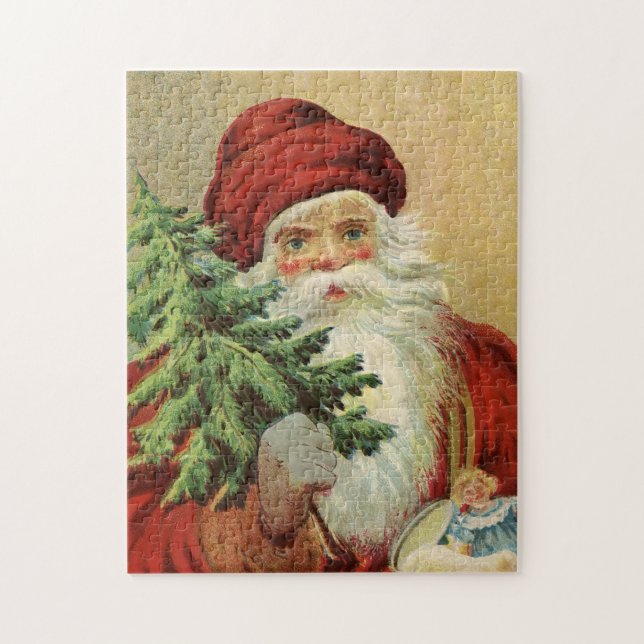 Vintage Santa Claus Christmas Tree Toys Jigsaw Puzzle (Vertical)