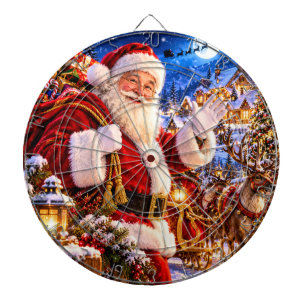 Vintage Santa Claus Christmas Village Holiday Dartboard