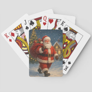 Vintage Santa Claus Christmas Winter Wonderland Playing Cards