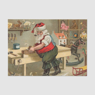 Vintage Santa Claus Christmas Workshop Tissue Paper