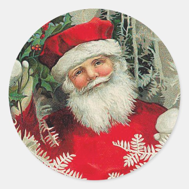 Vintage Santa Claus Classic Round Sticker (Front)