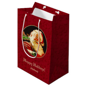 Vintage Santa Claus Custom Christmas Gift Bag