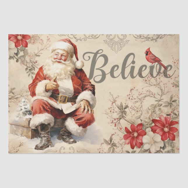 Vintage Santa Claus Decoupage Ephemera Tissue Paper (Front)
