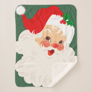 Vintage Santa Claus Face Blanket/Throw Sherpa Blanket