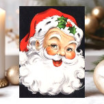 Vintage Santa Claus Face Christmas Holiday Card<br><div class="desc">Vintage Santa Claus Face Christmas Holiday Card. This design features a smiling Santa Claus on a black background. What a beautiful retro holiday scene. Personalize this custom design with your own inside greeting.</div>