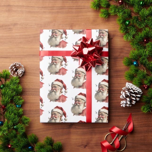 Vintage Santa Claus Face Christmas Wrapping Paper (Holiday Gift)