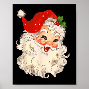 Vintage Santa Claus Face  Christmas Xmas Santa Cla Poster