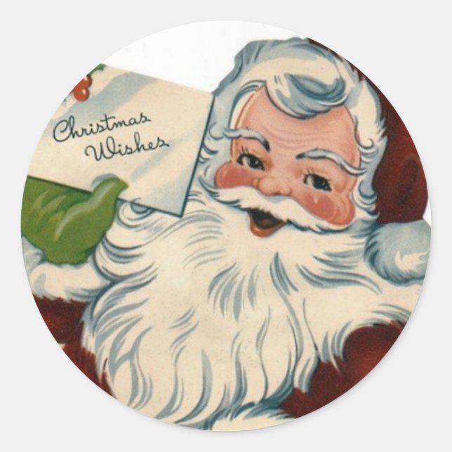 Vintage Santa Claus Face Gifts Classic Round Sticker (Front)