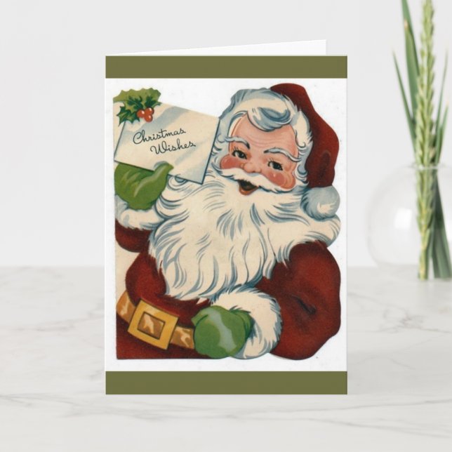Vintage Santa Claus Face Gifts Holiday Card (Front)