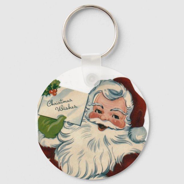 Vintage Santa Claus Face Gifts Keychain (Front)