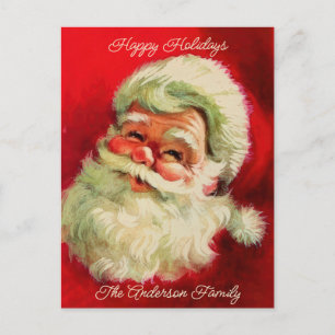 Vintage Santa Claus Face Personalized Custom Holiday Postcard