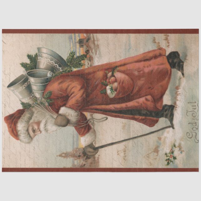 Vintage Santa Claus Father Christmas Decoupage Tissue Paper (Front)