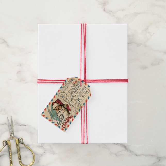 Vintage Santa Claus Gift Tags (With Twine)