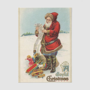 Vintage Santa Claus Going Over His List Tissue Paper