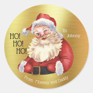 Vintage Santa Claus - Ho Ho Ho! Personalized Gift  Classic Round Sticker