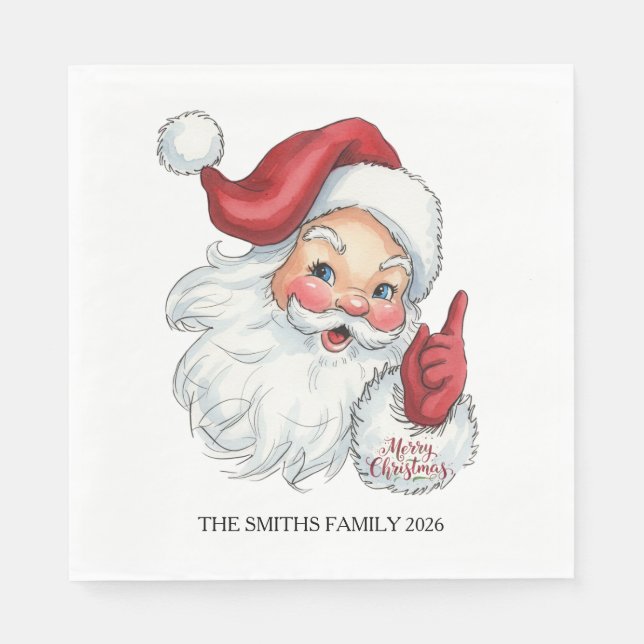 Vintage Santa Claus Holiday Paper Napkin (Front)