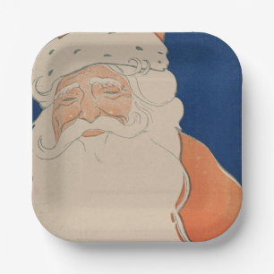 Vintage Santa Claus Illustration  Holiday   Paper Plate