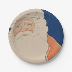 Vintage Santa Claus Illustration  Holiday   Paper Plate