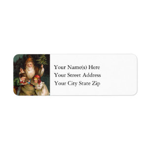 Vintage Santa Claus in Forest With Christmas Toys