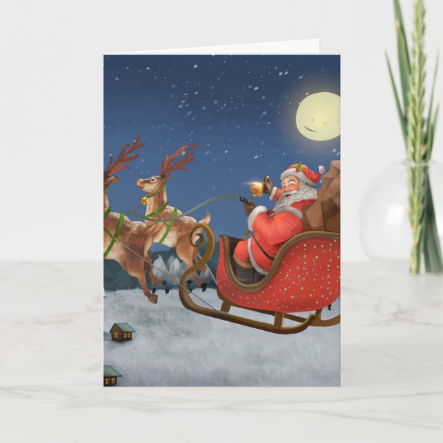 Vintage Santa Claus in his Sleigh Card (Front)