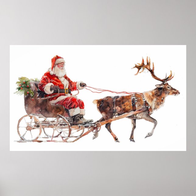 Vintage santa claus in the snow poster (Front)