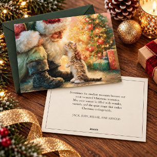 Vintage Santa Claus Kitten Christmas  Holiday Card