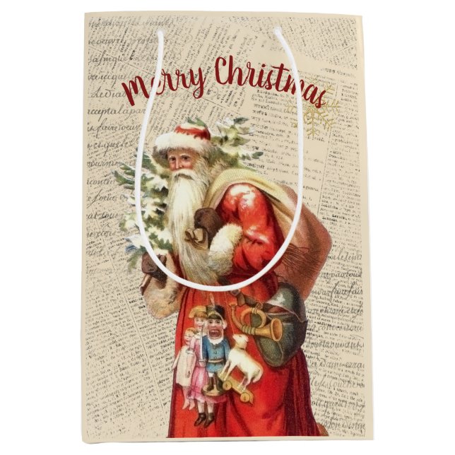 Vintage Santa Claus Medium Gift Bag (Front)
