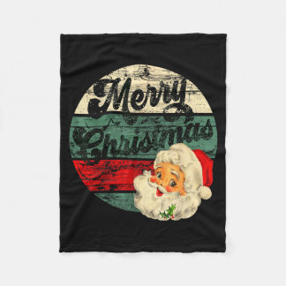 Vintage Santa Claus Merry Christmas Face Old Fashi Fleece Blanket