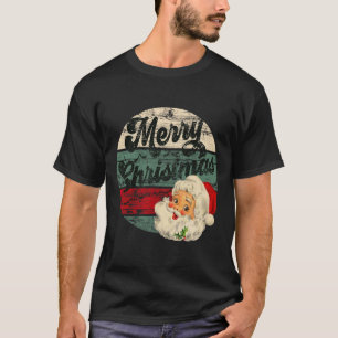 Vintage Santa Claus Merry Christmas Face Old Fashi T-Shirt