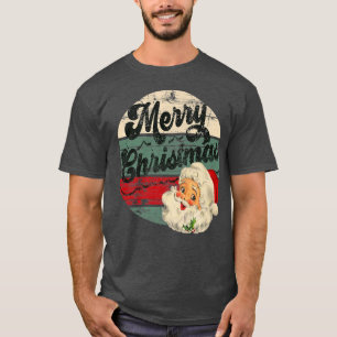 Vintage Santa Claus Merry Christmas Face Old Fashi T-Shirt