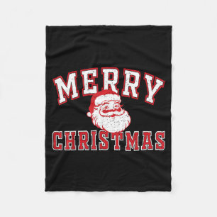 Vintage Santa Claus Merry Christmas Face Old For M Fleece Blanket