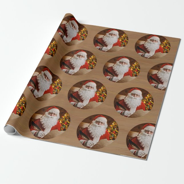Vintage Santa Claus Merry Christmas Holidays Wrapping Paper (Unrolled)