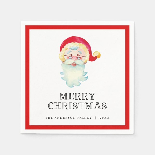 Vintage Santa Claus Merry Christmas Napkin (Front)