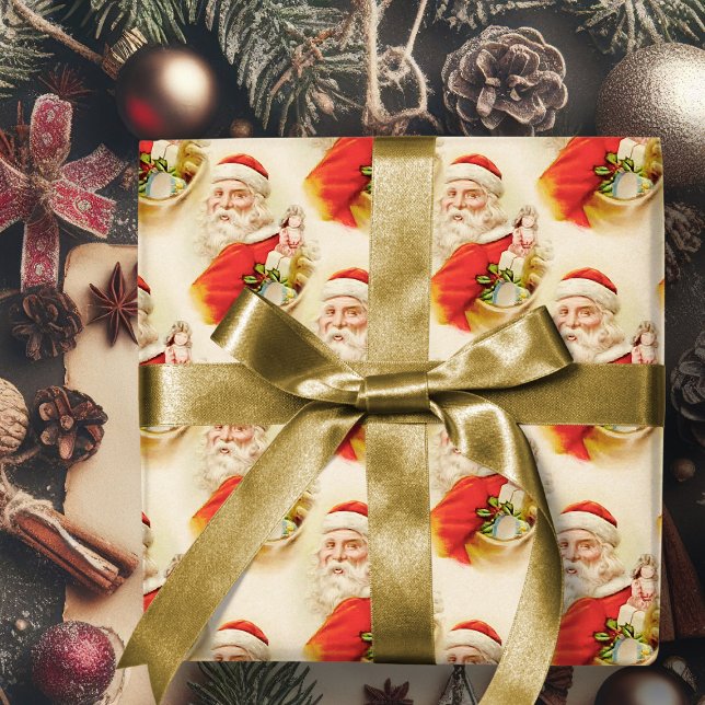 Vintage Santa Claus Merry Christmas Wrapping Paper (vintage Santa Claus merry Chistmas gift wrap. Retro Christmas wrapping paper)