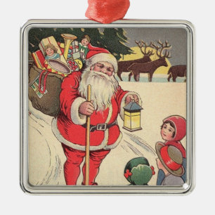 Vintage Santa Claus Metal Ornament
