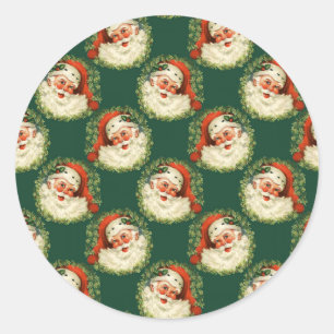 Vintage Santa Claus Pattern Christmas Classic Round Sticker