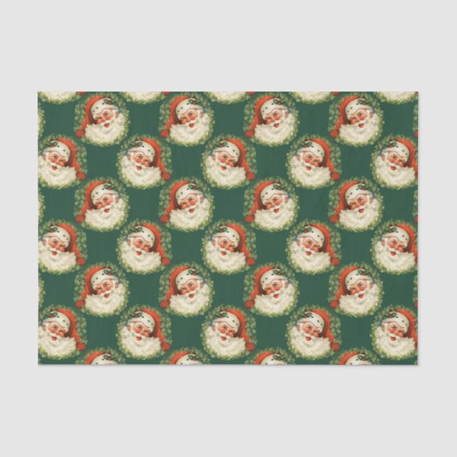 Vintage Santa Claus Pattern Christmas Tissue Paper (Front)