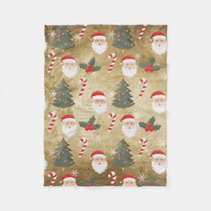 Vintage Santa Claus Pattern Fleece Blanket