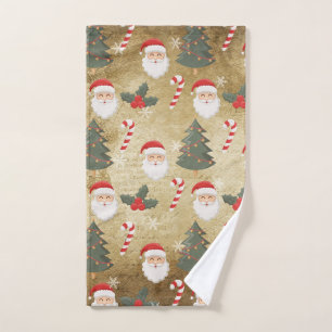 Vintage Santa Claus Pattern Hand Towel