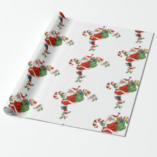 Vintage Santa Claus Pattern Retro Christmas  Wrapping Paper