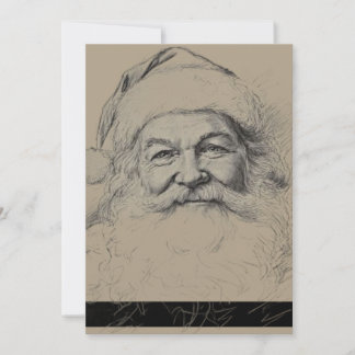 Vintage Santa Claus Pencil Sketch Invitation