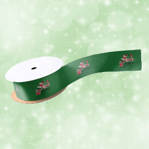 Vintage Santa Claus Peppermint Candy Train Satin Ribbon