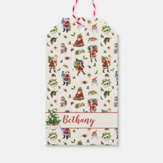 Vintage Santa Claus Personalized Christmas Gift Tags