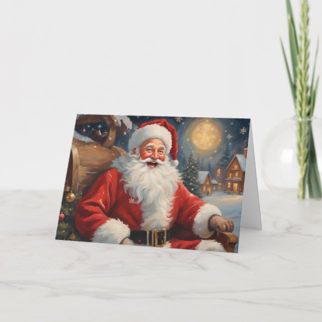 Vintage Santa Claus Portrait  Holiday Card (Front)