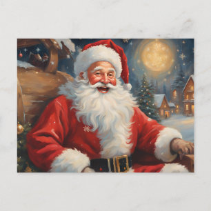 Vintage Santa Claus Portrait  Holiday Postcard