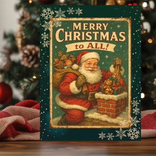 Vintage Santa Claus Presents Holiday Card