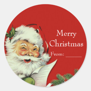 Vintage Santa Claus Red Christmas Favour Classic Round Sticker
