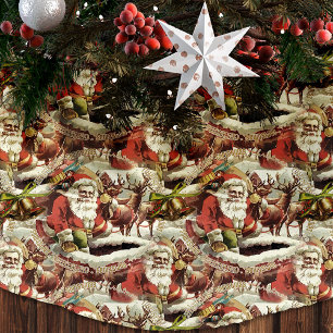 Vintage Santa Claus Red Christmas Tree Skirt